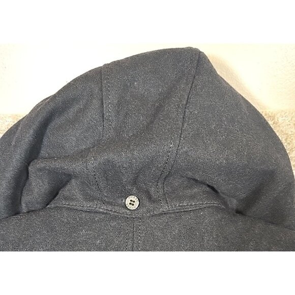 GUESS Wool Blend Winter Coat Gray Lined Toggle Buttons Removable Hood Women's L - Picture 14 of 16